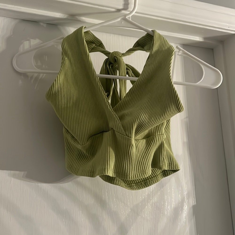 shein green halter tank cropped